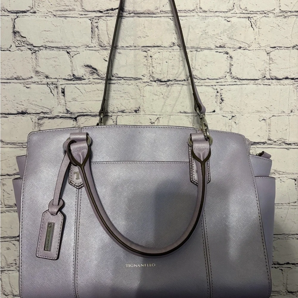 Tignanello Saffiano Leather Purple Purse - Picture 7 of 11